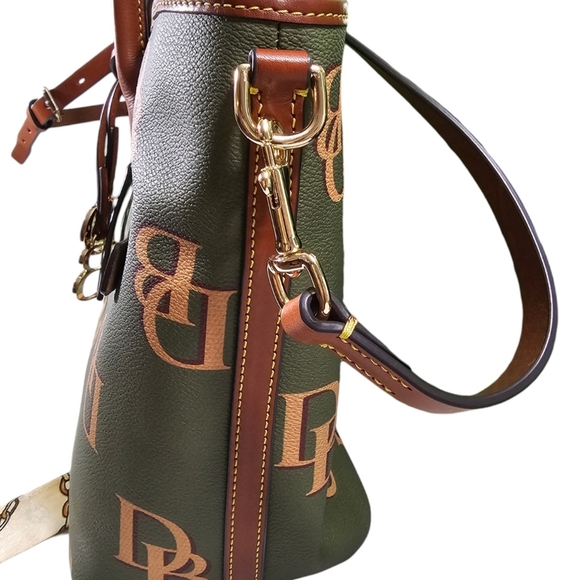 Dooney & Bourke Tote Bag DB Monogram & Vachetta Leather Signature Purse - Picture 4 of 16